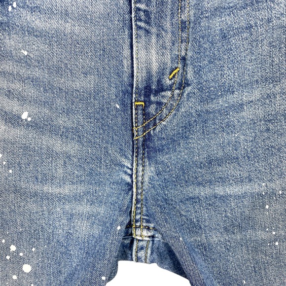 Levi's Cutoff Jean Shorts Women's Unisex 33" x 5.5" Stretch Denim Paint Splatter - Picture 8 of 12